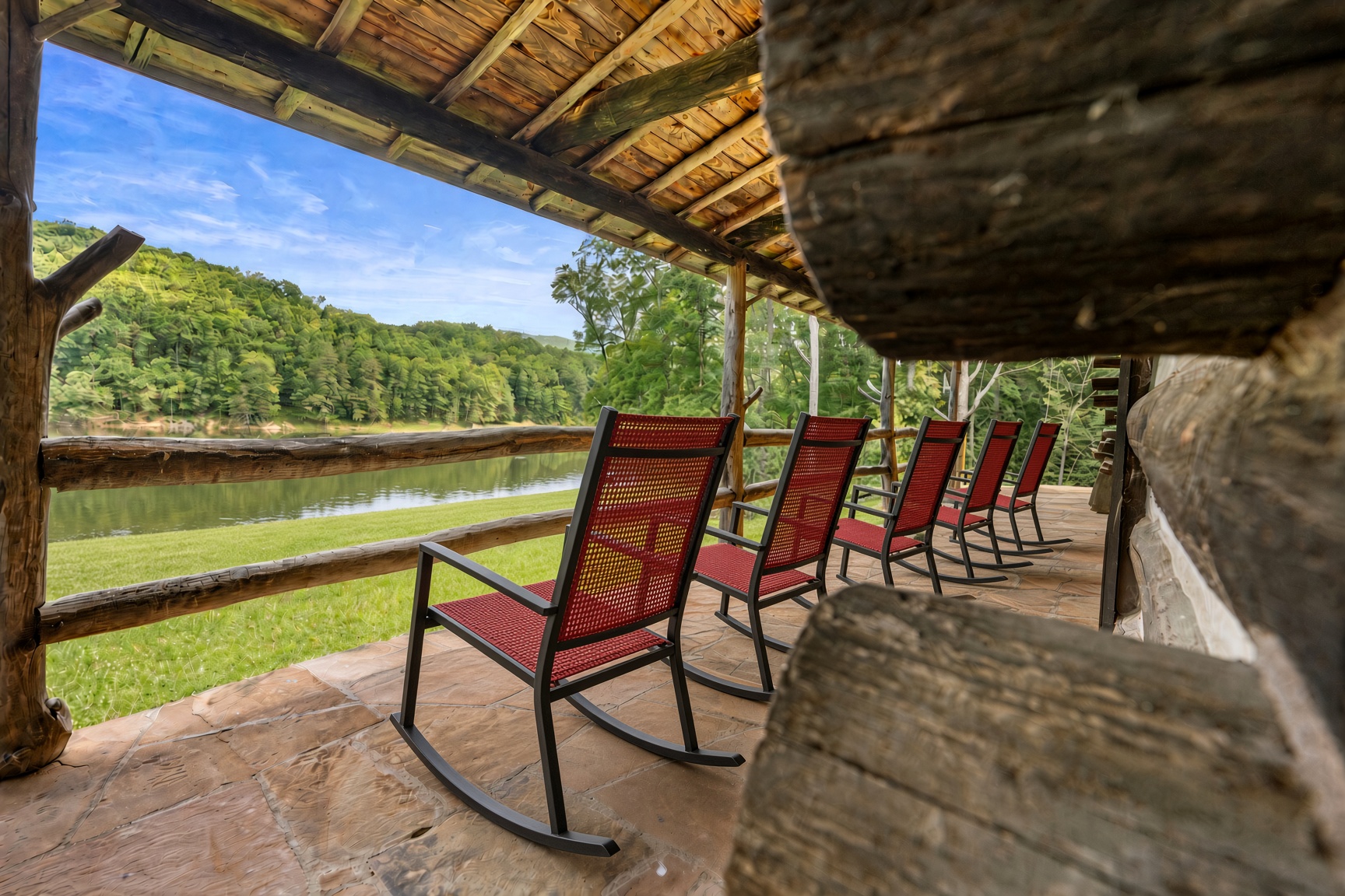 Lodge porch over the lake